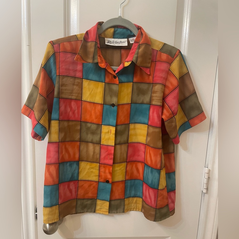 Vintage 90s print multicolor square shirt